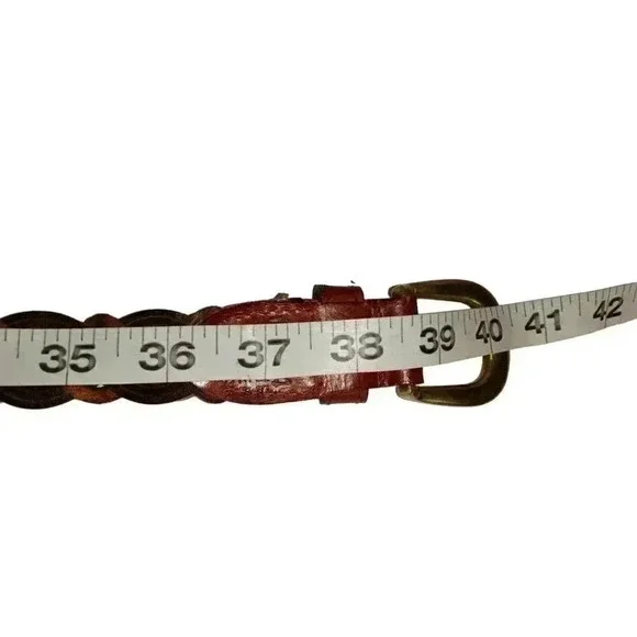 Braided Genuine Leather Womens Brown Belt Made In India Sz L - Picture 8 of 8